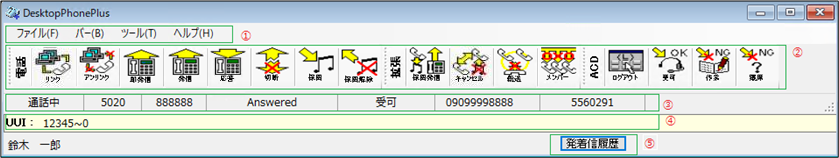 DesktopPhonePlusの操作パネル
